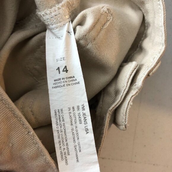 YMI Girls Wide Leg Jeans Stretch Raw Hem Beige 14 - Picture 4 of 4